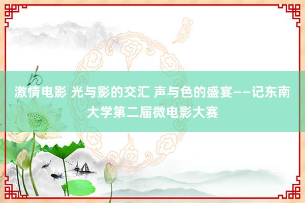 激情电影 光与影的交汇 声与色的盛宴——记东南大学第二届微电影大赛